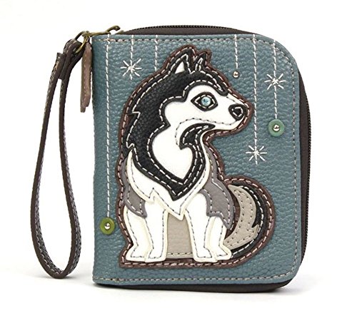 chala 財布 パッチ ウォレット チャラ CHALA Zip Around Wallet, Wristlet, 8 Credit Card Slots, Sturdy Pu Leather - Husky - Blue Graychala 財布 パッチ ウォレット チャラ｜angelica