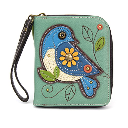 chala 財布 パッチ ウォレット チャラ CHALA Zip Around Wallet, Wristlet, 8 Credit Card Slots, Sturdy Pu Leather - Blue Bird - Tealchala 財布 パッチ ウォレット チャラ｜angelica