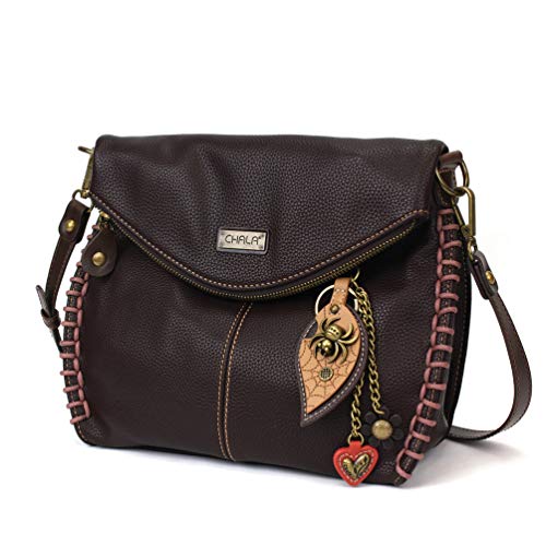 chala バッグ パッチ カバン かわいい CHALA Charming Crossbody Bag Shoulder Handbag With Flap Top and Zipper Dark Brownchala バッグ パッチ カバン かわいい｜angelica