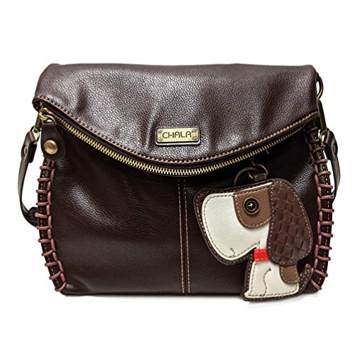 chala バッグ パッチ カバン かわいい CHALA Charming Crossbody Bag Shoulder Handbag With Flap Top and Zipper Dark Brown (Leather Beagle)chala バッグ パッチ カバン かわいい|angelica