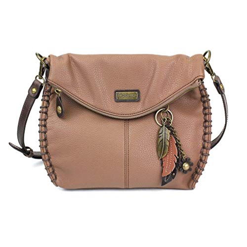 chala 御徒面子 継ぎ切れ 鞄 愛くるしい Chala Charming Crossbody Bag Shoulder Handbag With Flap Top and Zipper Brown - Metal Featherchala 御徒面子 継ぎ切れ 鞄 愛くるしい