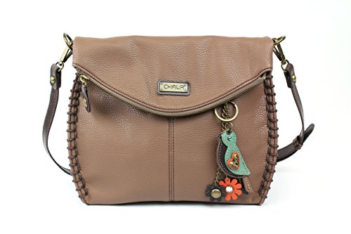 chala バッグ パッチ カバン かわいい CHALA Charming Crossbody Bag with Zipper Flap Top- Brown (Mini Bird)chala バッグ パッチ カバン かわいい|angelica