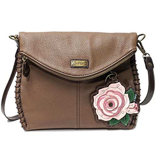 chala バッグ パッチ カバン かわいい Chala Charming Crossbody Bag Shoulder Handbag With Flap Top and Zipper Brown (Coin Purse_ Pink Rose)chala バッグ パッチ カバン かわいい