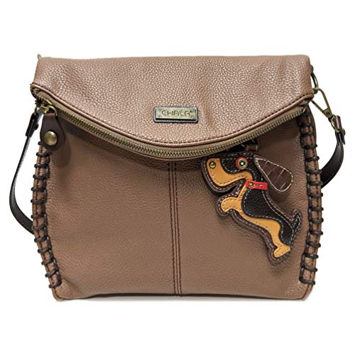 chala バッグ パッチ カバン かわいい Chala Charming Crossbody Bag Shoulder Handbag With Flap Top and Zipper Brown (Weiner Dog Key Fob)chala バッグ パッチ カバン かわいい
