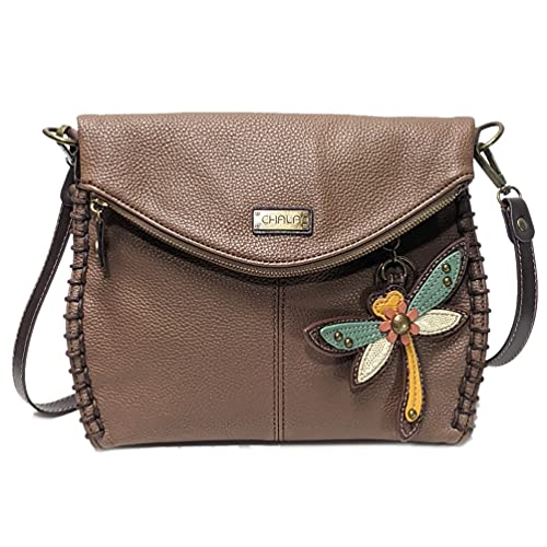 chala バッグ パッチ カバン かわいい Chala Charming Crossbody Bag Shoulder Handbag With Flap Top and Zipper Brown (Dragonfly Keyfob)chala バッグ パッチ カバン かわいい
