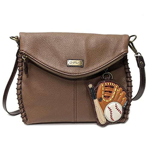 chala バッグ パッチ カバン かわいい Chala Charming Crossbody Bag Shoulder Handbag With Flap Top and Zipper Brown (Coin Purse_ Baseball)chala バッグ パッチ カバン かわいい