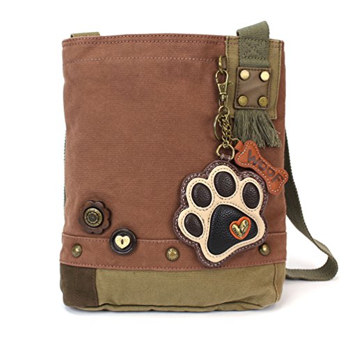 chala バッグ パッチ カバン かわいい CHALA Patch Cross-Body Women Handbag, Canvas Messenger Bag - Mauve (Ivory Paw Print)chala バッグ パッチ カバン かわいい