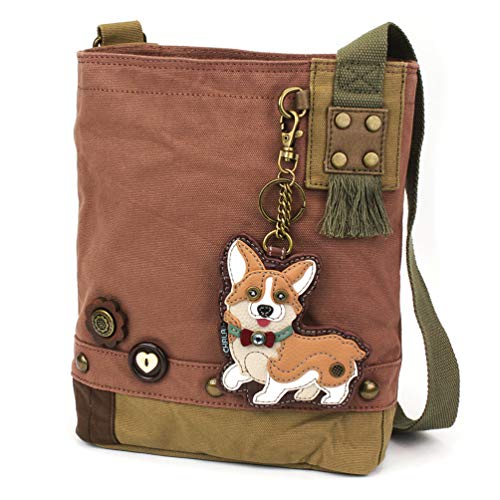 chala バッグ パッチ カバン かわいい Chala Patch Cross-Body Women Handbag Canvas Messenger Bag - Corgi - Mauvechala バッグ パッチ カバン かわいい