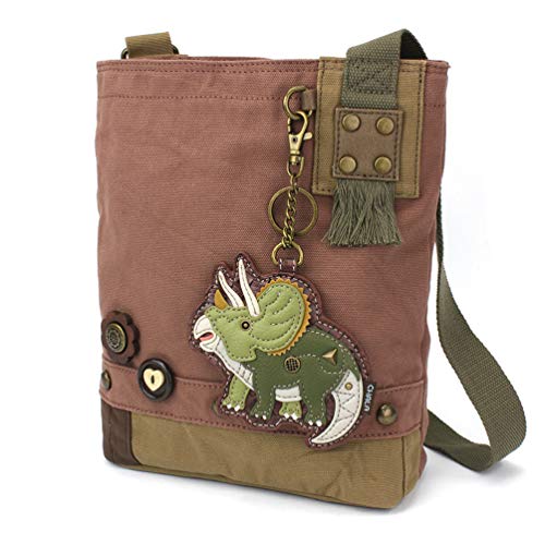 chala バッグ パッチ カバン かわいい Chala Women Handbag Patch Crossbody - Triceratops - Mauvechala バッグ パッチ カバン かわいい