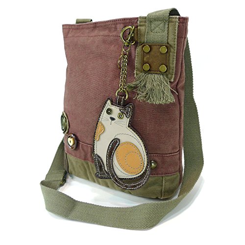 chala バッグ パッチ カバン かわいい Chala Handbag Patch Crossbody LAZZY CAT Mauve Purple Violet Bag Canvaschala バッグ パッチ カバン かわいい