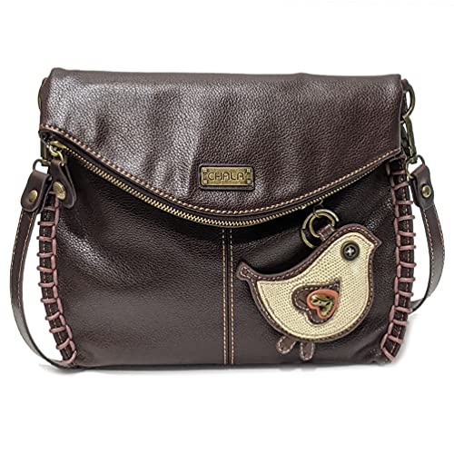 chala バッグ パッチ カバン かわいい Chala Charming Crossbody Bag Shoulder Handbag With Flap Top and Zipper Black (Dark Brown_ Baby Chick)chala バッグ パッチ カバン かわいい|angelica