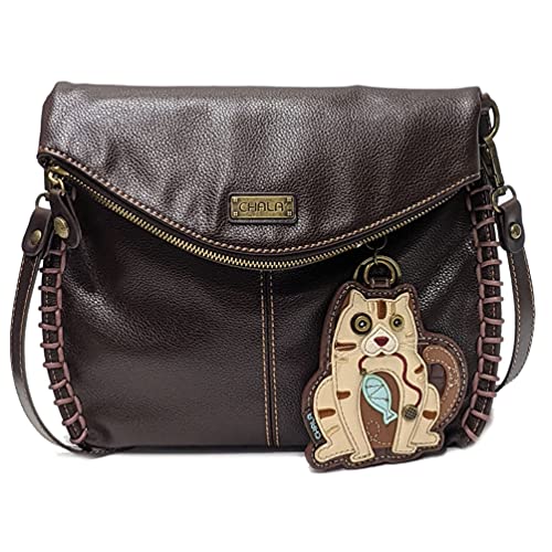 chala 御徒面子 継ぎ切れ 鞄 愛くるしい Chala Charming Crossbody Bag Shoulder Handbag With Flap Top and Zipper Black (Dark Brown_ Cat A)chala 御徒面子 継ぎ切れ 鞄 愛くるしい