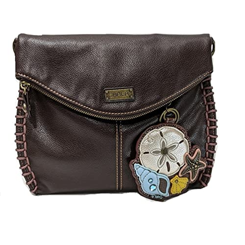 chala バッグ パッチ カバン かわいい Chala Charming Crossbody Bag Shoulder Handbag With Flap Top and Zipper Black (Dark Brown_ Silver Dollars)chala バッグ パッチ カバン かわいい|angelica