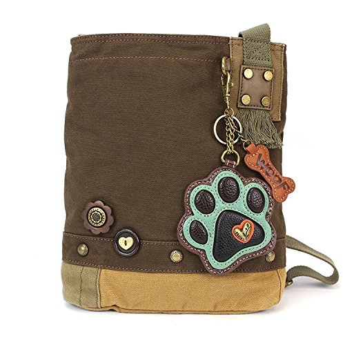 chala バッグ パッチ カバン かわいい Chala Womens Canvas Patch Crossbody Handbag \"Paw Print\" - Dark Brownchala バッグ パッチ カバン かわいい