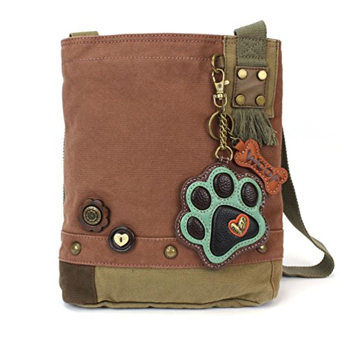chala バッグ パッチ カバン かわいい Chala Canvas Crossbody Messenger handBags with Keyfob/Coin Purse - (Green Paw) (Mauve- Teal Paw)chala バッグ パッチ カバン かわいい