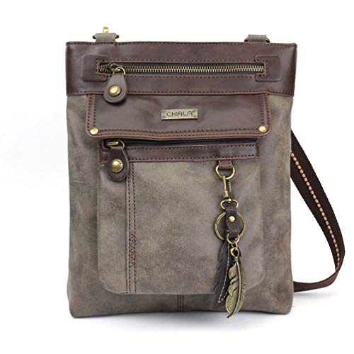 chala バッグ パッチ カバン かわいい CHALA GEMINI Crossbody PU Leather Messenger Bag Grey - Featherchala バッグ パッチ カバン かわいい