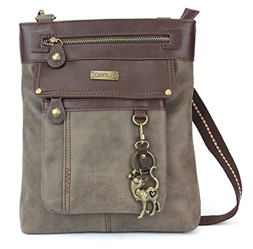 chala バッグ パッチ カバン かわいい Chala GEMINI Crossbody Faux Leather Gift Messenger Bag, Slim Cat, Stone Gray,One Sizechala バッグ パッチ カバン かわいい