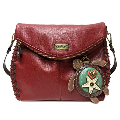 chala バッグ パッチ カバン かわいい CHALA Charming Crossbody Bag Shoulder Handbag With Flap Top and Zipper Burgundy (Sea Turtle Coin Purse)chala バッグ パッチ カバン かわいい｜angelica