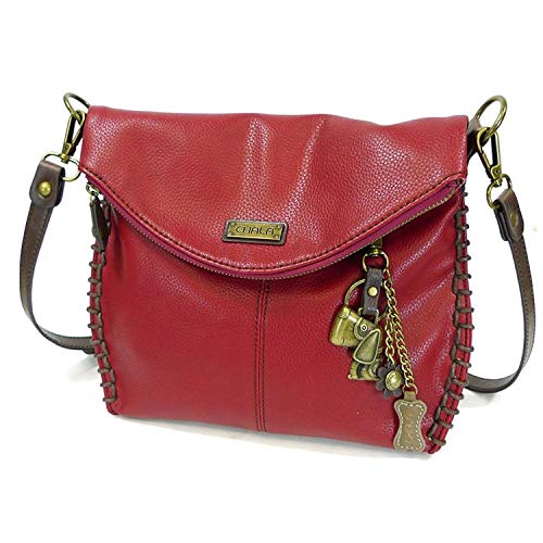 chala バッグ パッチ カバン かわいい CHALA Charming Crossbody Bag Shoulder Handbag With Flap Top and Zipper Burgundy (Metal Puppy)chala バッグ パッチ カバン かわいい|angelica