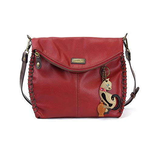 chala バッグ パッチ カバン かわいい CHALA Charming Crossbody Bag Shoulder Handbag With Flap Top and Zipper Burgundy (Mini Ivory Cat Charm)chala バッグ パッチ カバン かわいい|angelica