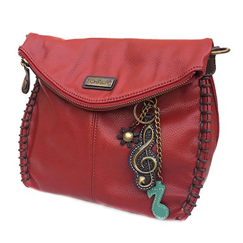 chala 御徒面子 継ぎ切れ 鞄 愛くるしい CHALA Charming Crossbody Shoulder Handbag With Zipper Flap Top and Key Fob- Burgundy (Music Clef)chala 御徒面子 継ぎ切れ 鞄 愛くるしい