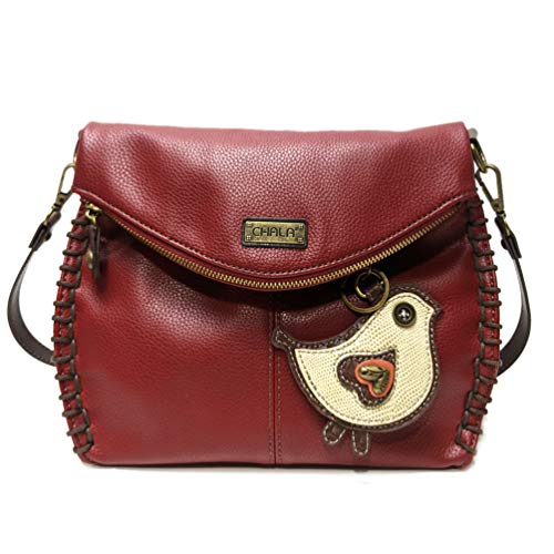 chala 御徒面子 継ぎ切れ 鞄 愛くるしい CHALA Charming Crossbody Bag Shoulder Handbag With Flap Top and Zipper Burgundy (Chichi Bird Coin Purse)chala 御徒面子 継ぎ切れ 鞄 愛くるしい
