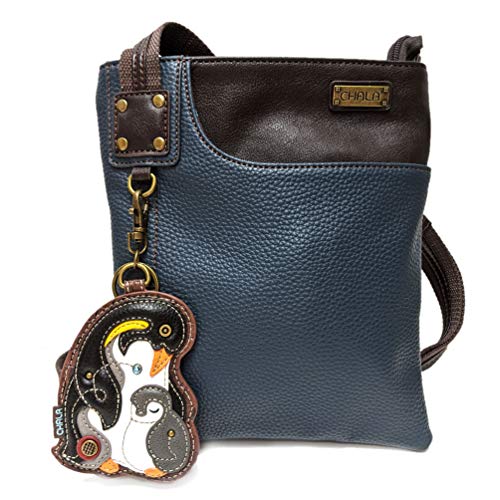 chala バッグ パッチ カバン かわいい Chala Small Crossbody Phone Purse | SOFT Vegan Leather SWING Bag in Navy Blue Color (Coin Purse_Penguin)chala バッグ パッチ カバン かわいい