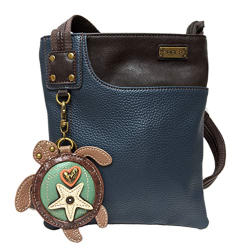 chala バッグ パッチ カバン かわいい Chala Small Crossbody Phone Purse | SOFT Vegan Leather SWING Bag in Navy Blue Color (Coin Purse_Sea Turtle)chala バッグ パッチ カバン かわいい