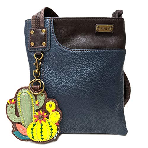 chala バッグ パッチ カバン かわいい Chala Small Crossbody Phone Purse | SOFT Vegan Leather SWING Bag in Navy Blue Color (Coin Purse_Catcus)chala バッグ パッチ カバン かわいい