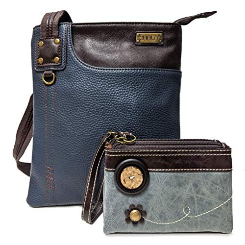 chala バッグ パッチ カバン かわいい Chala Small Crossbody Phone Purse | SOFT Vegan Leather SWING Bag in Navy Blue Color (Navy Handbag Only + Indigo Wallet Gift)chala バッグ パッチ カバン かわいい