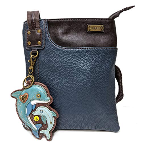 chala バッグ パッチ カバン かわいい Chala Small Crossbody Phone Purse | SOFT Vegan Leather SWING Bag in Navy Blue Color (Coin Purse_Dophin)chala バッグ パッチ カバン かわいい