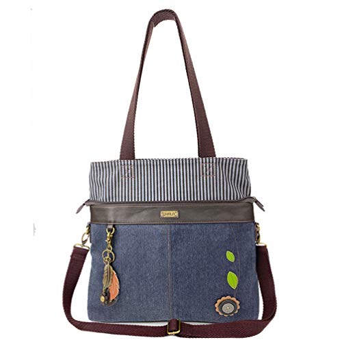 chala バッグ パッチ カバン かわいい CHALA Denim Convertible Stripe Work Tote in Navy Blue (Metal Feather)chala バッグ パッチ カバン かわいい|angelica