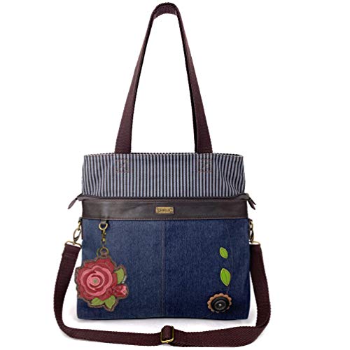 chala 御徒面子 継ぎ切れ 鞄 愛くるしい CHALA Denim Convertible Stripe Work Tote インチ Navy Blue (Coin Purse_ Red Rose)chala 御徒面子 継ぎ切れ 鞄 愛くるしい