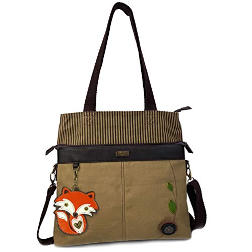 chala バッグ パッチ カバン かわいい Chala Canvas Convertible Stripe Work Tote with Purse Charm (OLive_ Fox)chala バッグ パッチ カバン かわいい