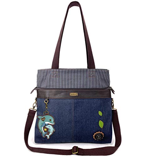 chala 御徒面子 継ぎ切れ 鞄 愛くるしい CHALA Denim Convertible Stripe Work Tote インチ Navy Blue (Coin Purse_ Dolphin)chala 御徒面子 継ぎ切れ 鞄 愛くるしい