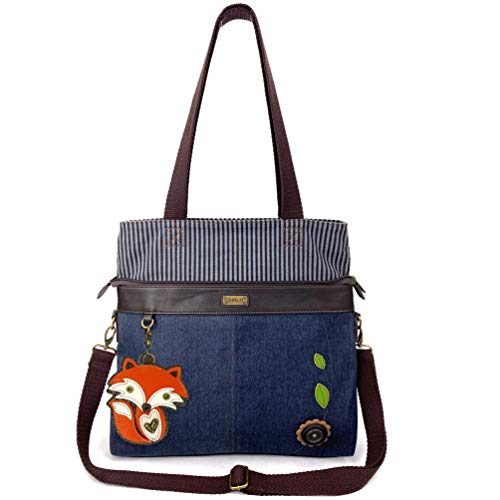 chala 御徒面子 継ぎ切れ 鞄 愛くるしい CHALA Denim Convertible Stripe Work Tote インチ Navy Blue (Coin Purse_ Fox)chala 御徒面子 継ぎ切れ 鞄 愛くるしい