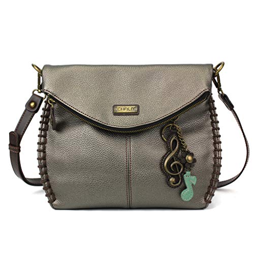 chala 御徒面子 継ぎ切れ 鞄 愛くるしい Chala Charming Crossbody Bag Shoulder Handbag With Flap Top and Zipper (Metal Clef_ PEWTER)chala 御徒面子 継ぎ切れ 鞄 愛くるしい