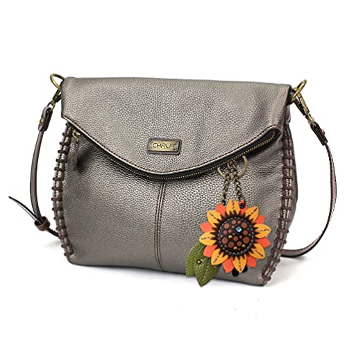 chala 御徒面子 継ぎ切れ 鞄 愛くるしい Chala Charming Crossbody Bag Shoulder Handbag With Flap Top and Zipper -Pewter (Pewter_ 609 Mini Sunflower)chala 御徒面子 継ぎ切れ 鞄 愛くるしい