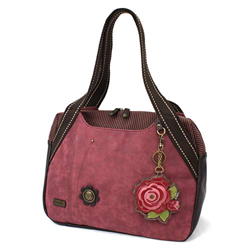 chala バッグ パッチ カバン かわいい CHALA Bowling Bag - Red Rose - Burgundychala バッグ パッチ カバン かわいい｜angelica