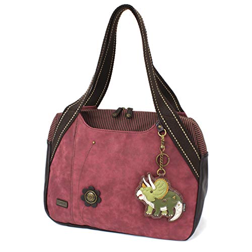 chala バッグ パッチ カバン かわいい Chala Bowling Bag - Triceratops - Burgundychala バッグ パッチ カバン かわいい