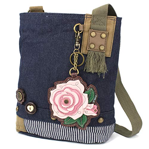 chala バッグ パッチ カバン かわいい CHALA Women Handbag Patch Crossbody - Pink Rose - Denimchala バッグ パッチ カバン かわいい