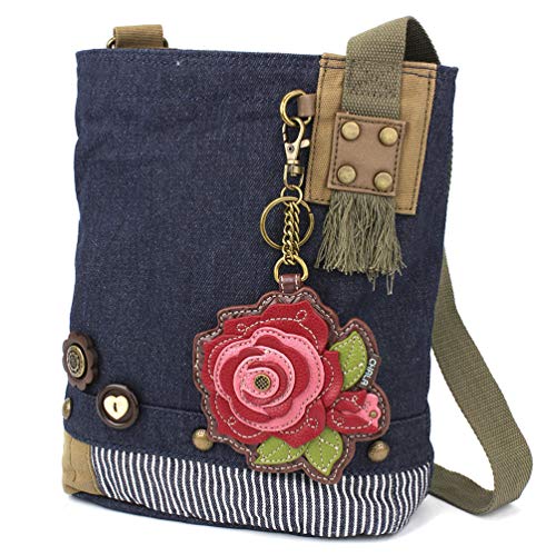chala バッグ パッチ カバン かわいい CHALA Women Handbag Patch Crossbody - Red Rose - Denimchala バッグ パッチ カバン かわいい