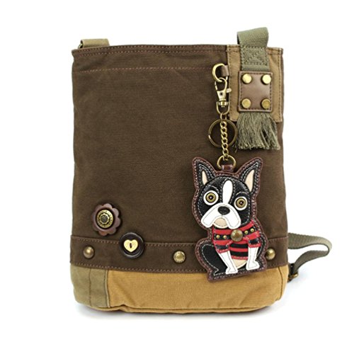 chala バッグ パッチ カバン かわいい CHALA Canvas Crossbody Messenger handBags with Keyfob/Coin Purse- (Boston Terrier)chala バッグ パッチ カバン かわいい｜angelica