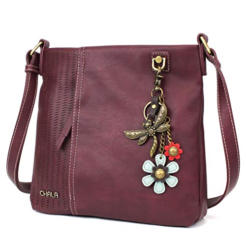 chala 御徒面子 継ぎ切れ 鞄 愛くるしげ CHALA Laser Cut Crossbody Faux Leather - Metal Dragonfly - Plumchala 御徒面子 継ぎ切れ 鞄 愛くるしげ