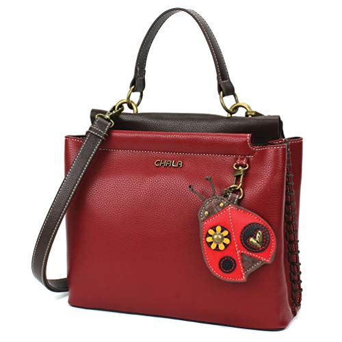 chala 御徒面子 継ぎ切れ 鞄 愛くるしげ CHALA Charming Satchel with Adjustable Strap - Ladybug - Burgundychala 御徒面子 継ぎ切れ 鞄 愛くるしげ