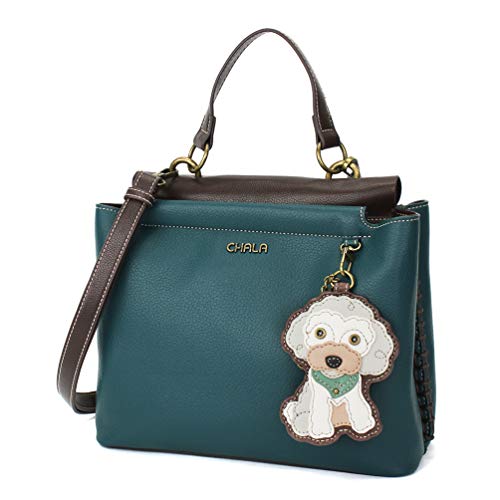 chala 御徒面子 継ぎ切れ 鞄 愛くるしげ CHALA Charming Satchel with Adjustable Strap - Poodle - Turquoisechala 御徒面子 継ぎ切れ 鞄 愛くるしげ