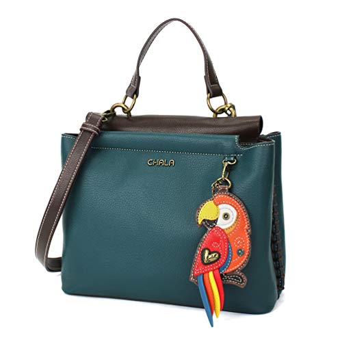 chala 御徒面子 継ぎ切れ 鞄 愛くるしげ CHALA Charming Satchel with Adjustable Strap - Red Parrot - Turquoisechala 御徒面子 継ぎ切れ 鞄 愛くるしげ