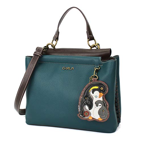 chala 御徒面子 継ぎ切れ 鞄 愛くるしげ CHALA Charming Satchel with Adjustable Strap - Penguin - Turquoisechala 御徒面子 継ぎ切れ 鞄 愛くるしげ