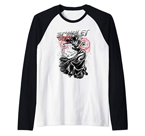 Tシャツ キャラクター ファッション トップス 海外モデル 送料無料 Marvel Scarlet Witch Grey Scale Action Portrait Logo Raglan Baseball Teetシャツ キャラクター ファッション トップス 海外モデル Fmcholollan Org Mx