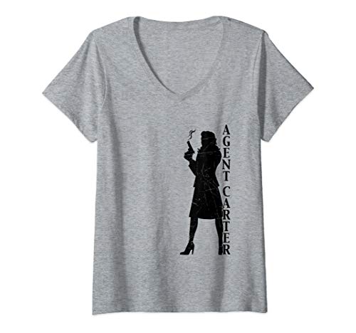 Tシャツ キャラクター ファッション トップス 海外モデル 送料無料 Womens Marvel Agent Carter S S R Silhouette V Neck T Shirttシャツ キャラクター ファッション トップス 海外モデル Psicologosancora Es